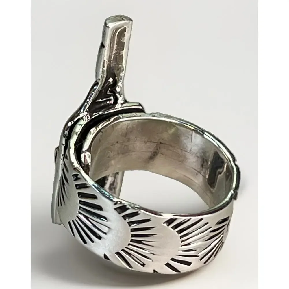 Sterling Silver TAXCO Mexico Tequila Bottle Ring Wide Stamped Band Adjustable